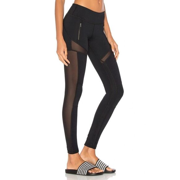 Vimmia Moto Leggings Womens Medium Skinny Mesh Black Zip Pockets VM MA Compres - Picture 1 of 8